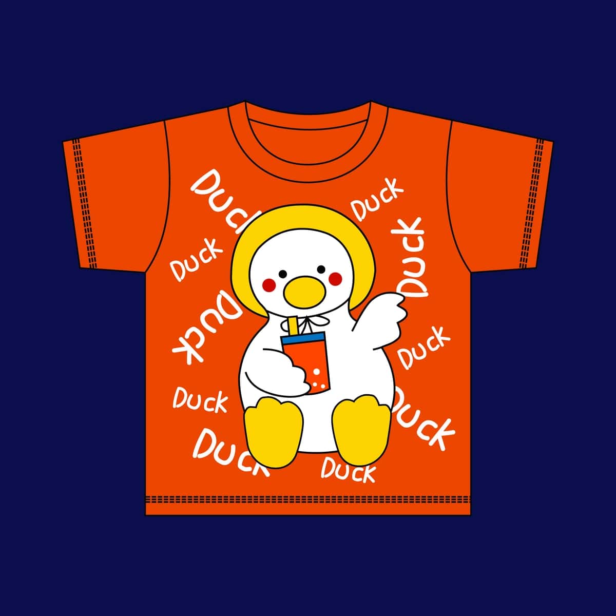 O'rdak so'zi yozilgan qizil ko'ylak | Red shirt with word duck itdesign cartoon illustration 1