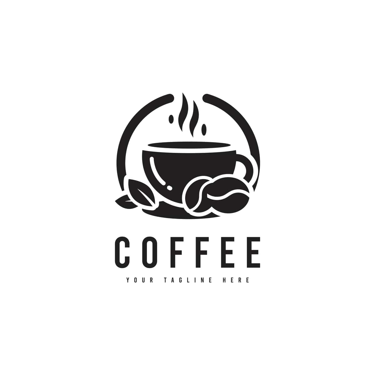 Kofe ichimligi logotipi minimalist uslubdagi qahva chashkasi silueti vektori | Coffee drink logo minimalist style coffee cup silhouette vector 1