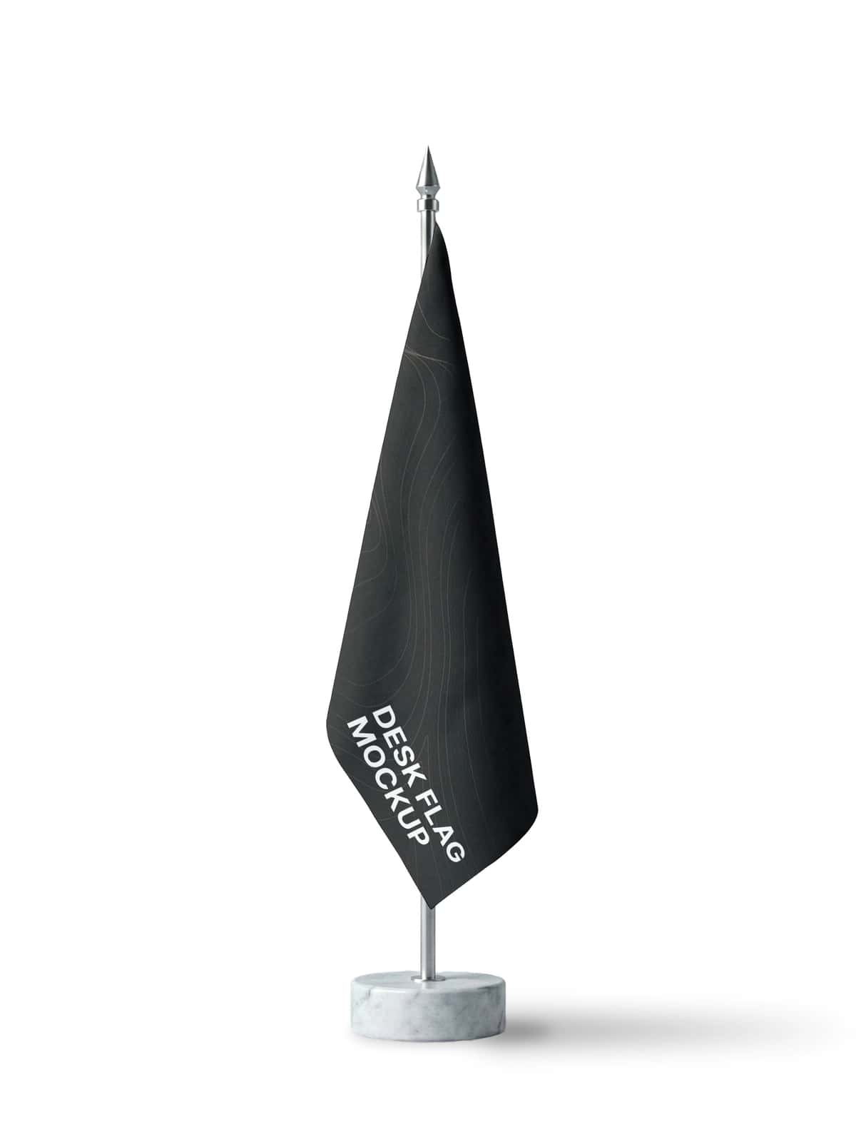 Oq fonda qora stol bayrog'i maketi | Black desk flag mockup white background 1