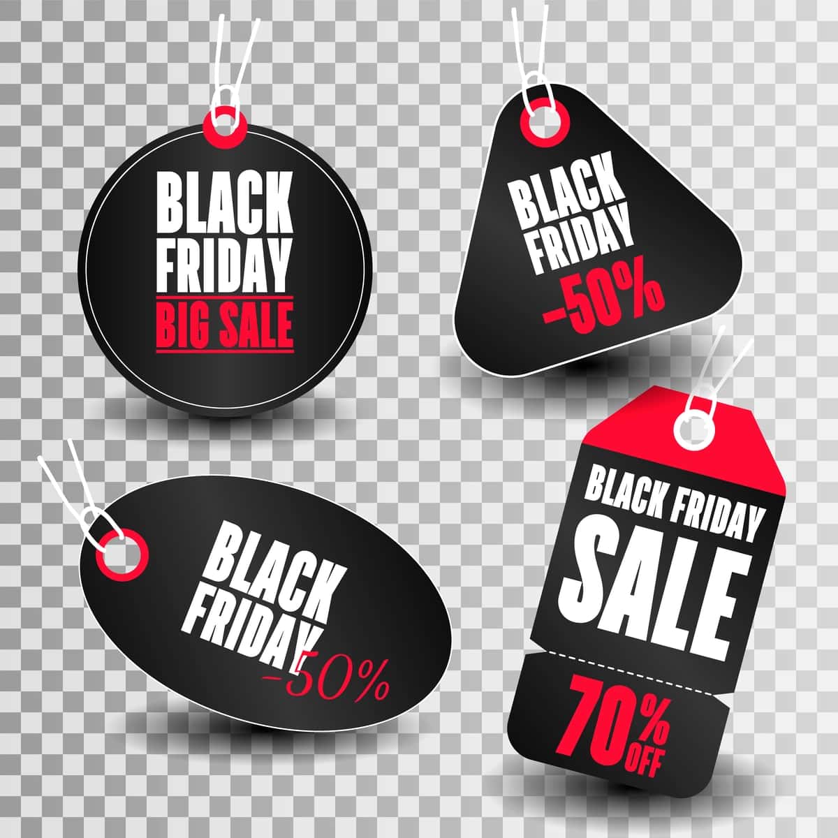 Black Friday matni bilan savdo teglarini o'rnating | Set sale tags with text black friday 1