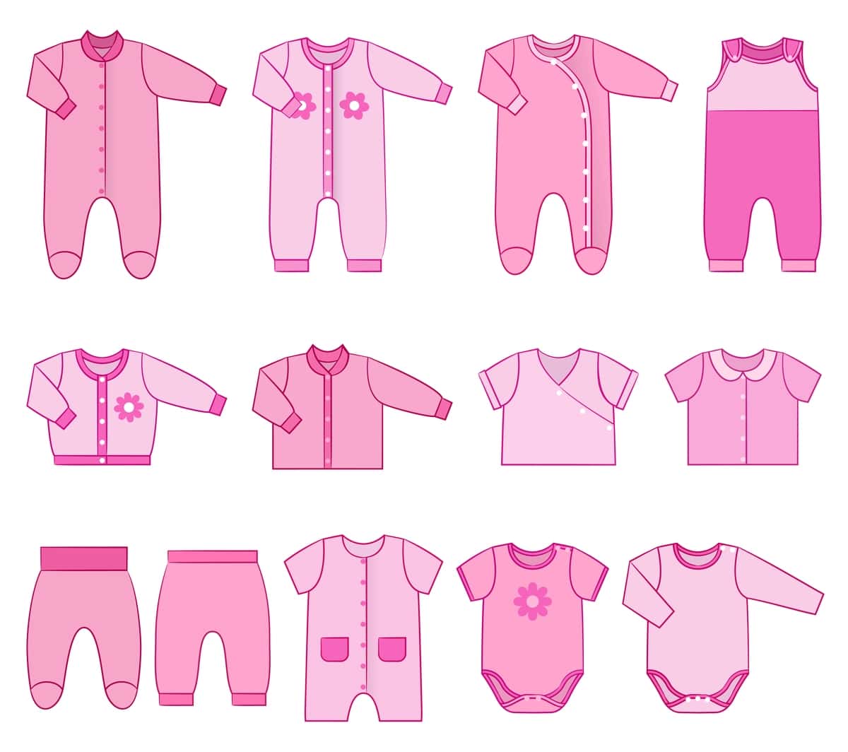 Yangi tug'ilgan qiz bolalar kiyimlari tasviri | Children clothes newborn baby girls illustration 1