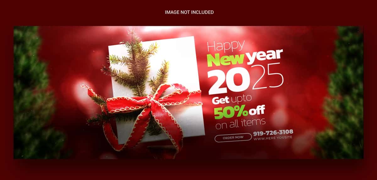 Yangi 2025 yil bayrami bilan facebook muqovasi posti dizayni banneri | Happy new year 2025 celebration facebook cover post design banner 1