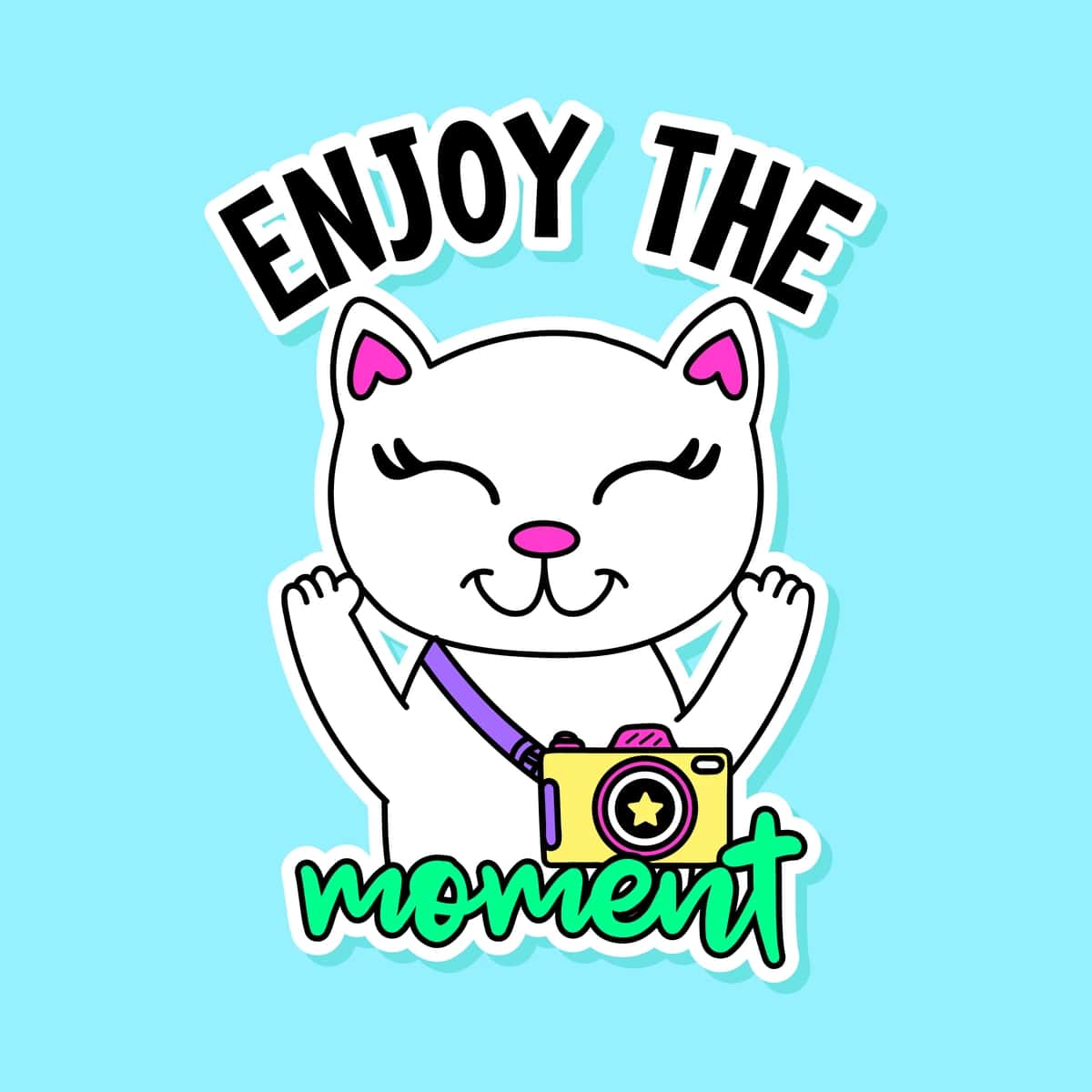 Oq mushukchali fotograf bilan lahzalik iqtibosdan rohatlaning | Enjoy moment quote with white kitty cat photographer 1