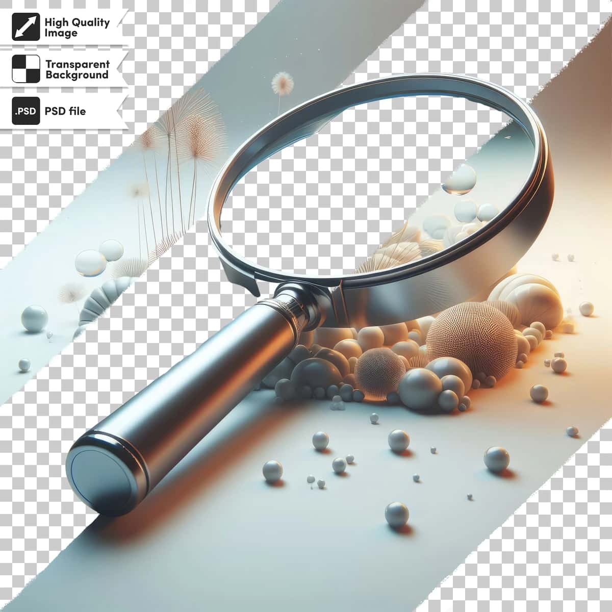 Psd kattalashtiruvchi shisha shaffof fon, tahrirlanadigan niqob qatlami | Psd magnifying glass transparent background with editable mask layer 1