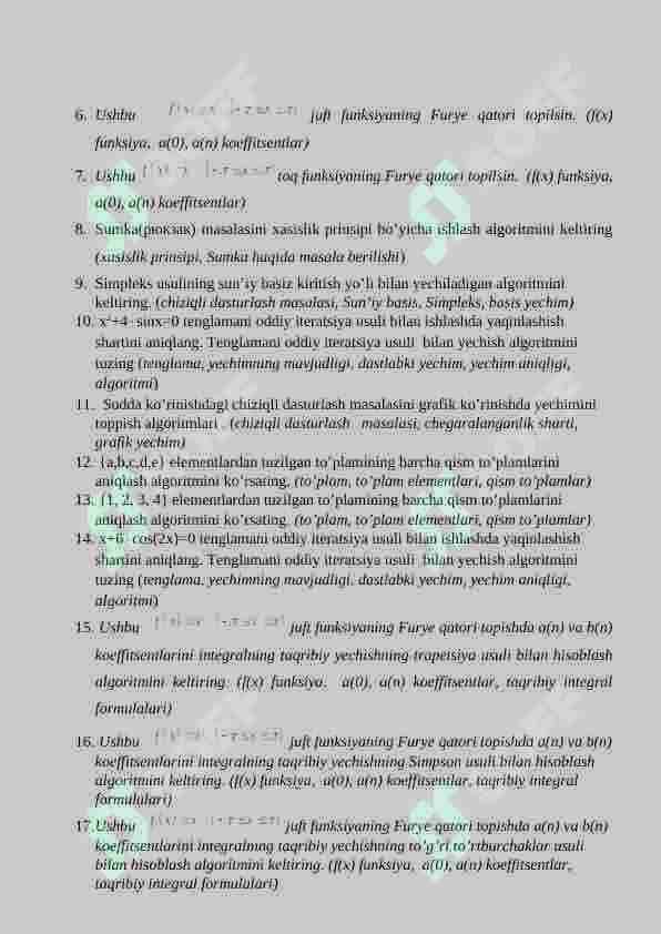 Algoritmlarni loyihalash fanidan savollar 4