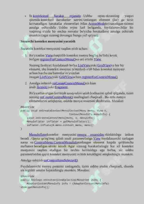 Android Studio muhitida menyular va dialoglar bilan ishlash 8
