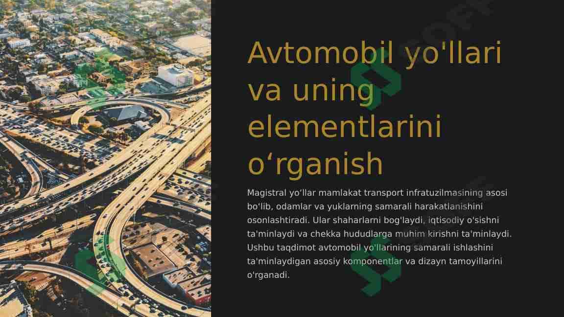 Avtomobil yo'llari va uning elementlarini o‘rganish 1
