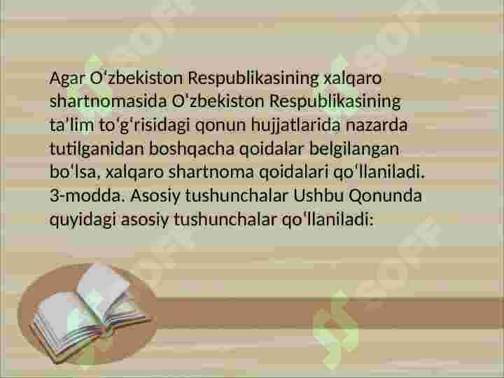 O'zbekiston Respublikasining "Ta'lim to'g'risidagi " qonuni" va uning mohiyati. 3