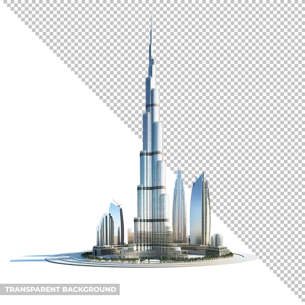 Psd dubay silueti fonsiz ajratilgan | Psd dubai skyline isolated without background 1