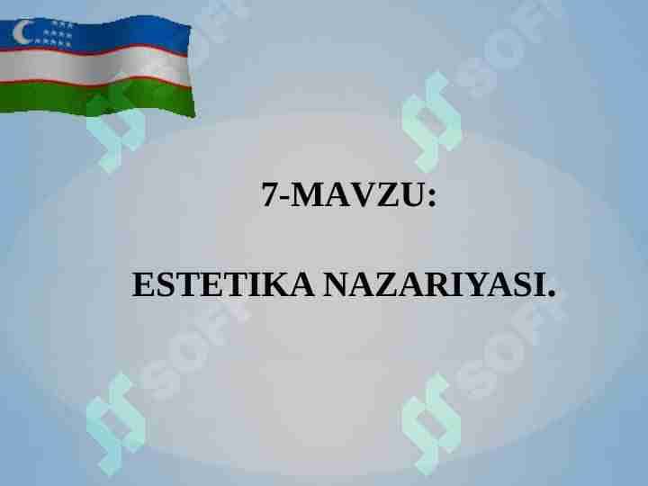ESTETIKA NAZARIYASI.