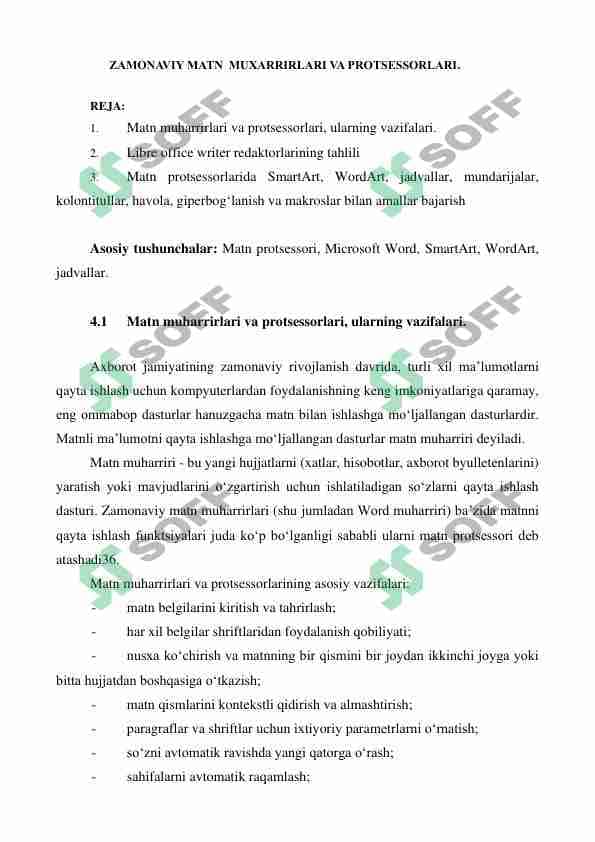 Zamonaviy matn muharriri va protsessorlari
