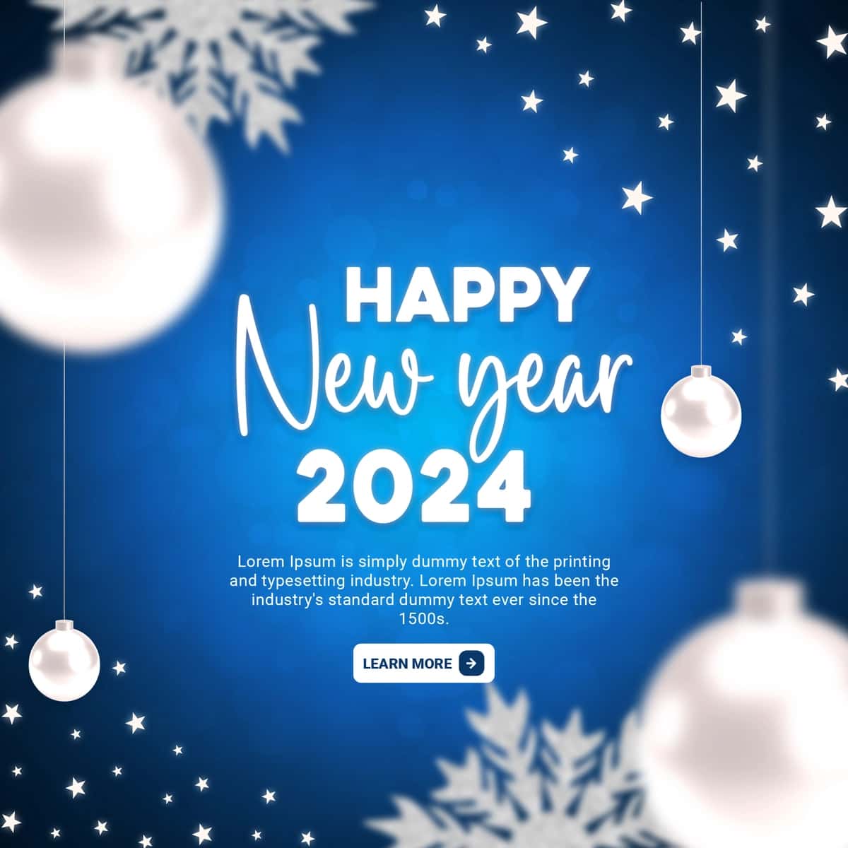 Psd yangi yil bilan 2024 fon shabloni | Psd happy new year 2024 background template 1