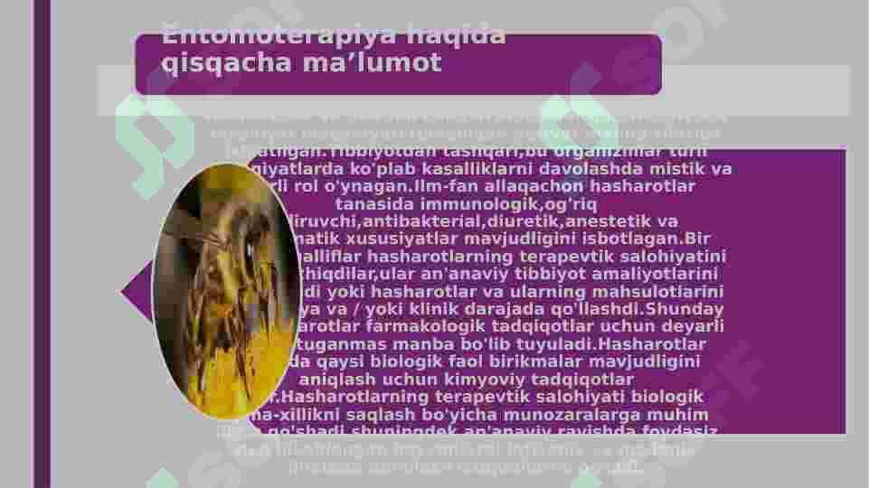 Hasharotlarning tibbiyotdagi ahamiyati 2