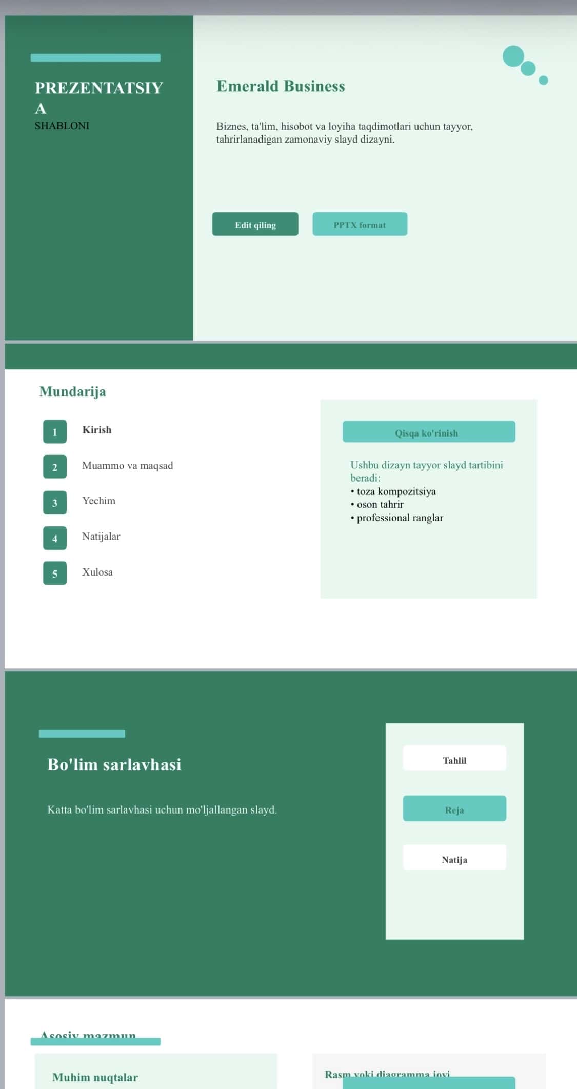 PowerPoint va prezentatsiya shablonlari paketi — 20 ta tayyor dizayn 1