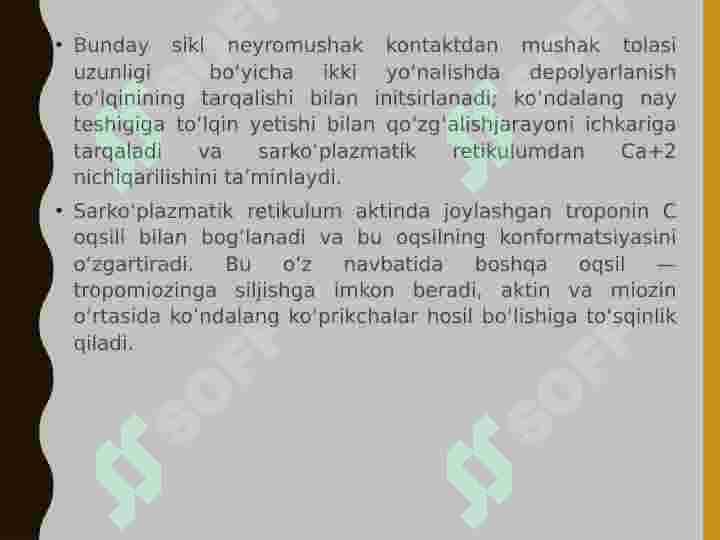 HARAKATCHAN QISQARUVCHI JARAYONLAR. MUSKUL QISQARISH APPARAT OQSILLARI 6