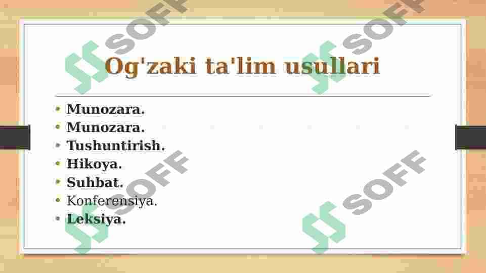 O‘QITISH METOD 3