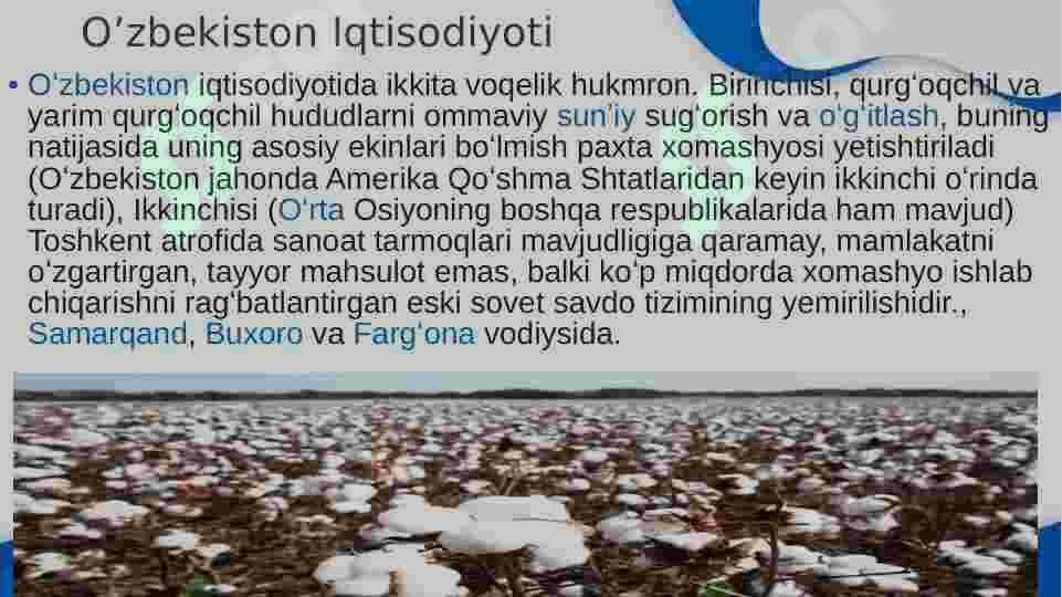 O’zbekiston Iqtisodiyoti 4