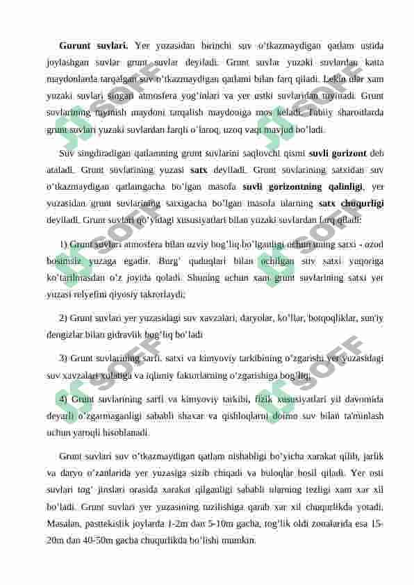 Yer osti suvlari va ularning geografik xususiyatlari 3