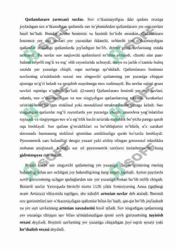 Yer osti suvlari va ularning geografik xususiyatlari 4