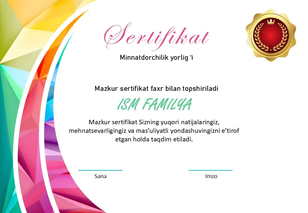 Sertifikat, certificate, сертификат 1