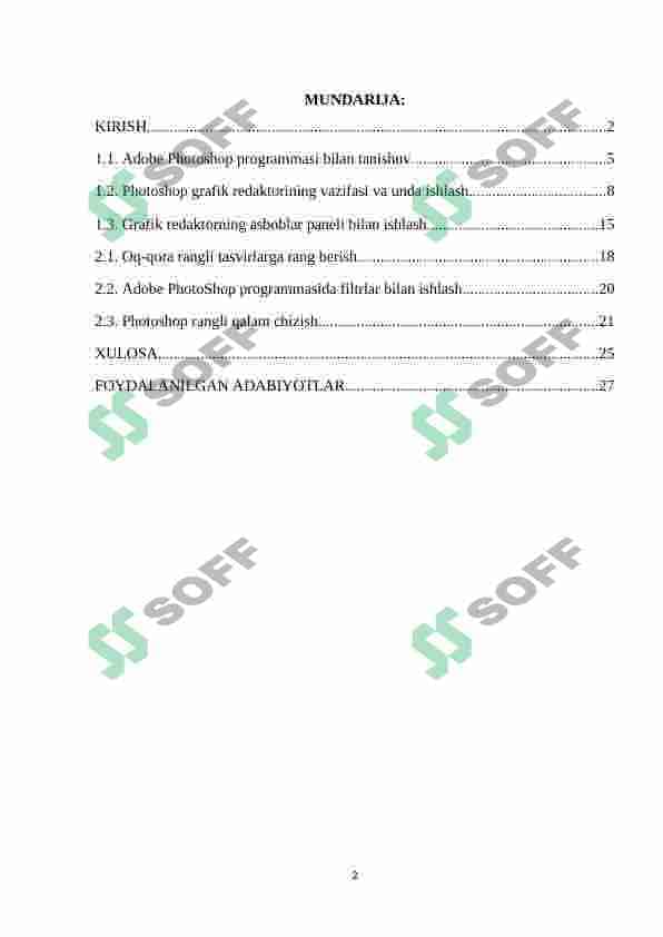 Adobe Photoshop dastur haqida umumiy maʼlumot 2