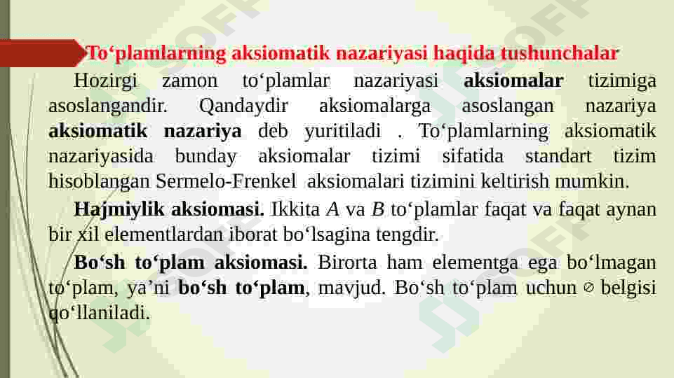 To‘plamlar va ular ustida amallar 4
