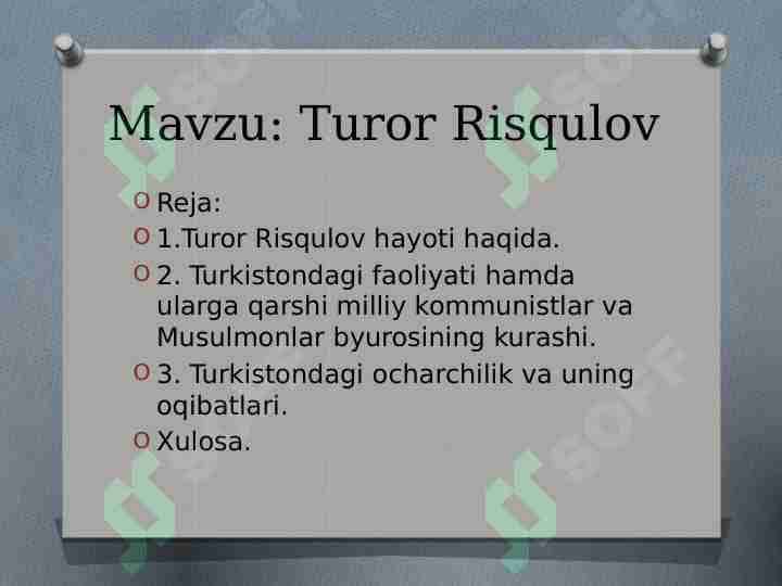 Turor Risqulov hayoti va ijodi