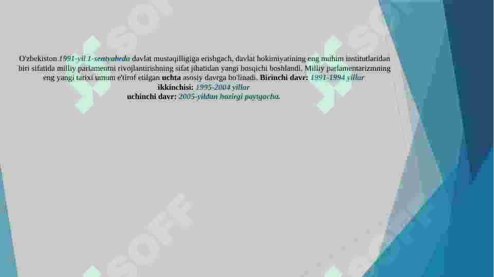 Oʻzbekistonda huquqiy-demokratik davlat va jamiyat asoslarini barpo etilishi 3
