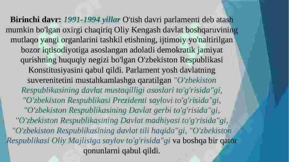 Oʻzbekistonda huquqiy-demokratik davlat va jamiyat asoslarini barpo etilishi 4