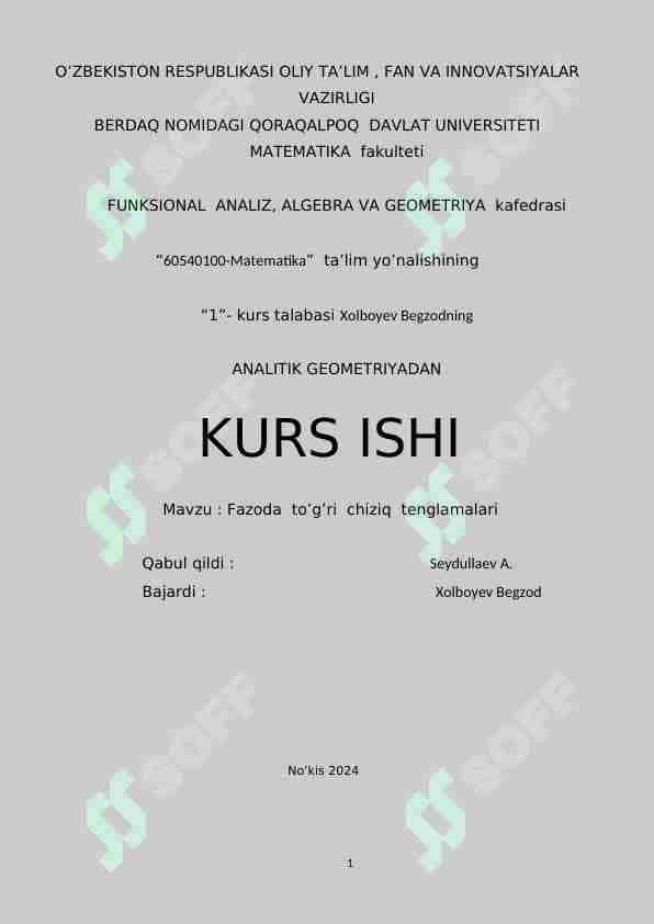 Fazodagi tõgri tekislikni aniqlash