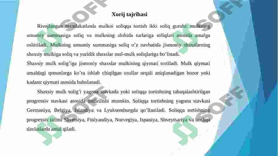 YURIDIK  VA JISMONIY SHAXSLARDAN OLINADIGAN MOL-MULK SOLIG‘I VA ULARNING SOLIQ SOLISH OBYEKTLARI  VA BAZALARI 4
