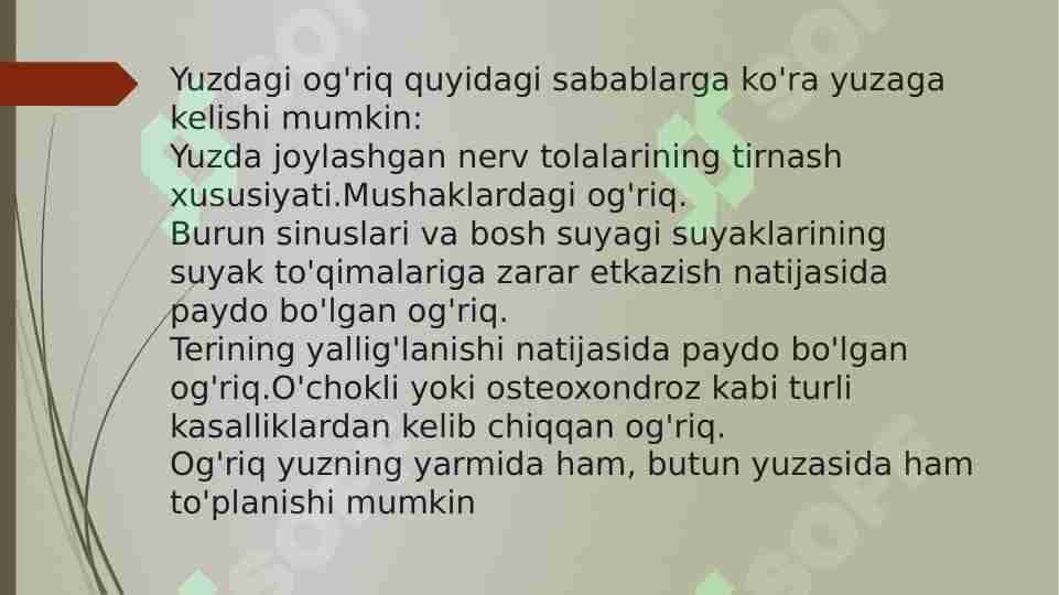 Yuzdagi og'riq