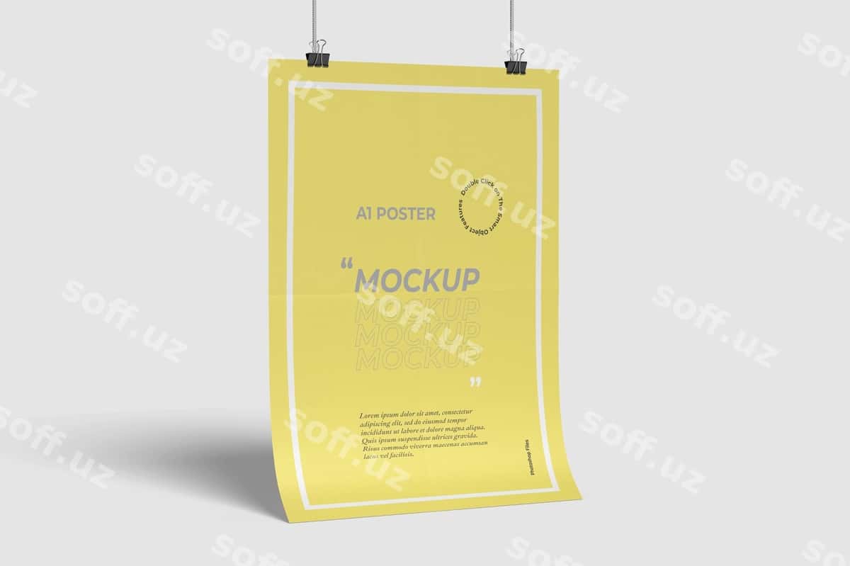 A1 poster namuna yon ko'rinishi | A1 poster mockup side view 1