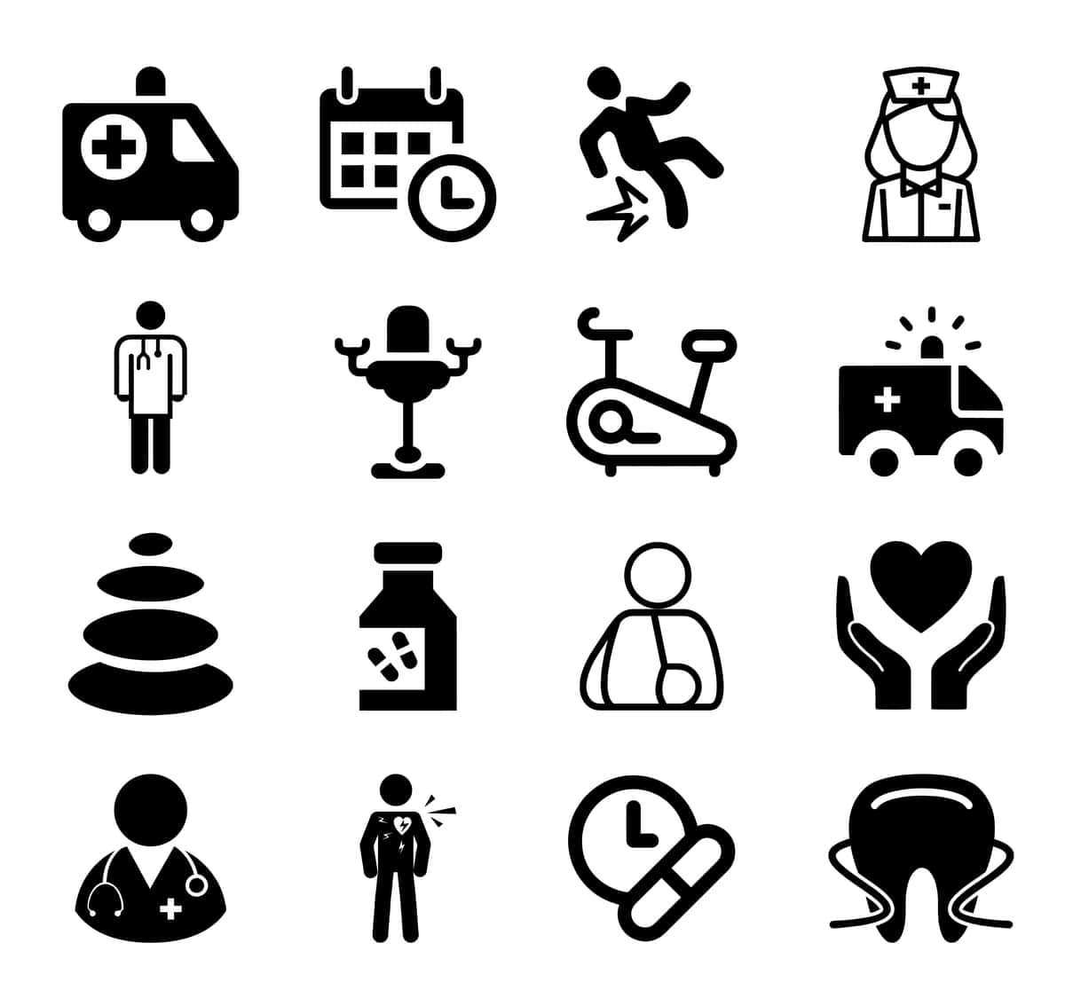 Tibbiy sog'liqni saqlash belgilari to'plami | Medical healthcare icons set 1