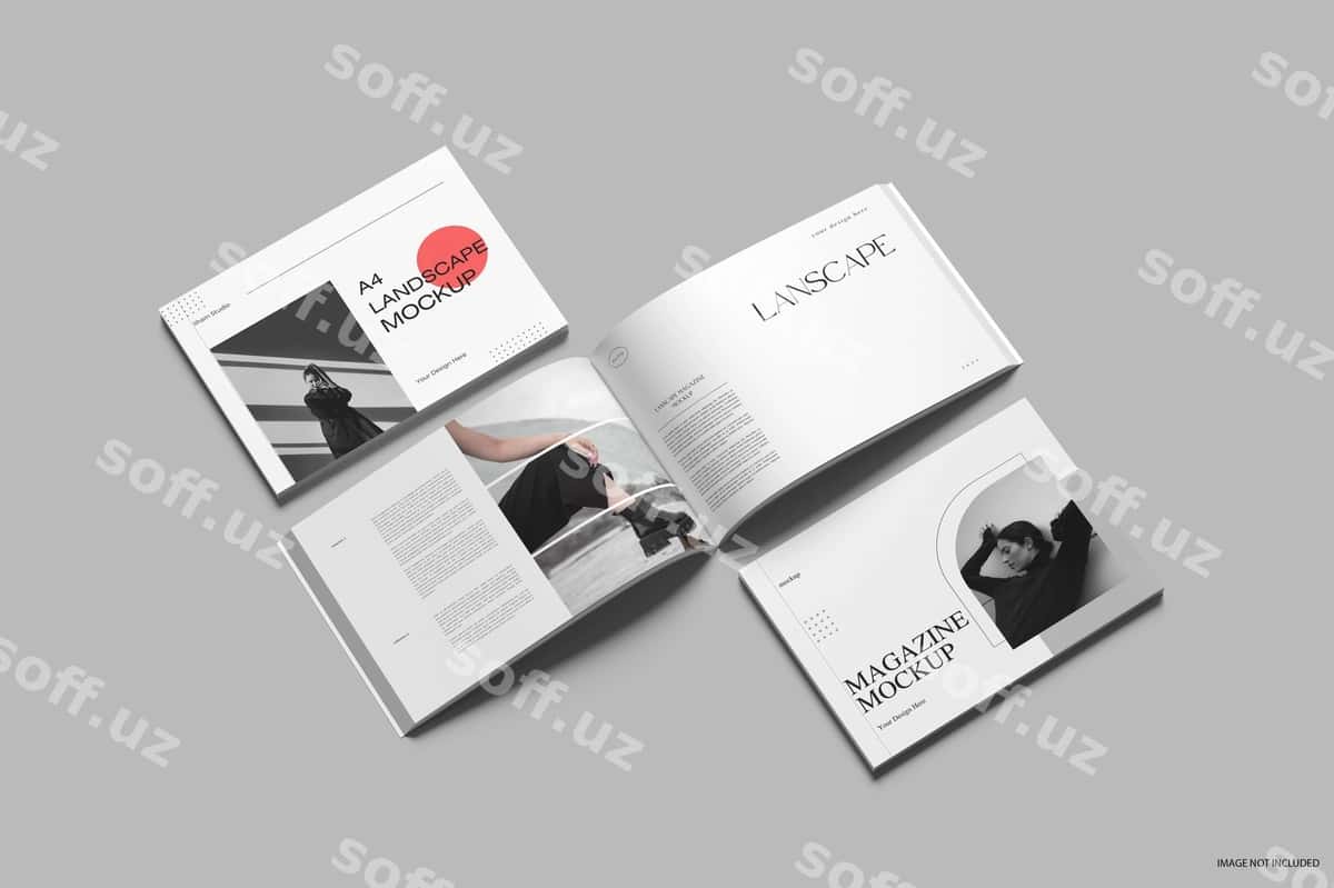 A4 landshaft jurnali namunasi | A4 landscape magazine mockup 1