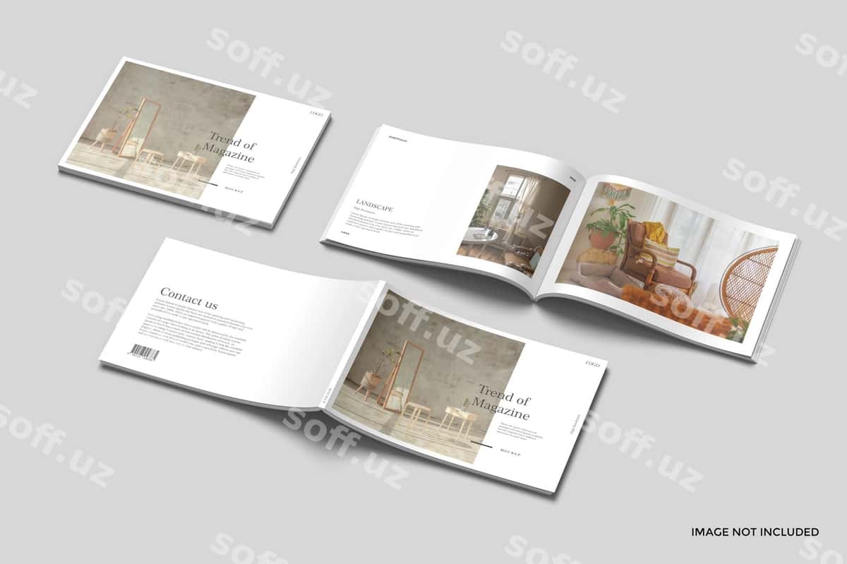 A4 gorizontal jurnallar namunasi | A4 landscape magazines mockup 1