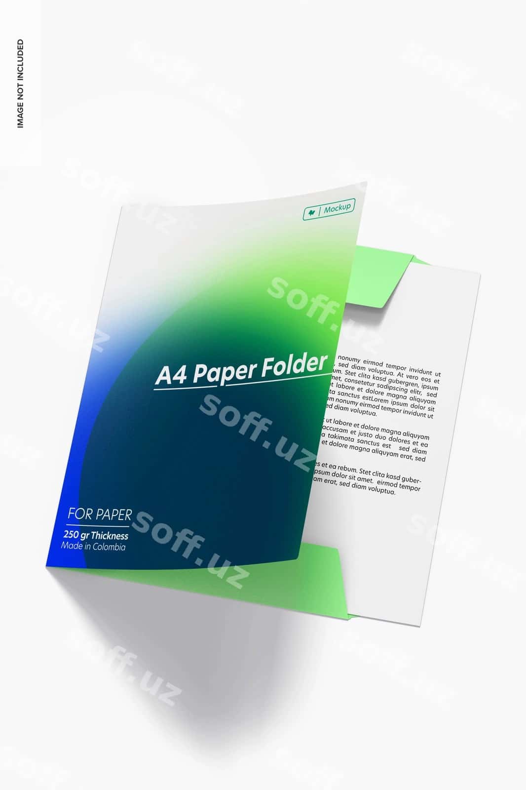 A4 qog'oz papkasi mockup perspektivasi | A4 paper folder mockup perspective view 1