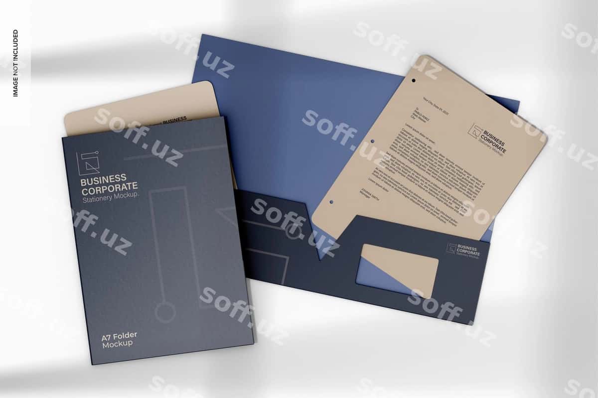 A7 papkalar mockup yuqori koʻrinish | A7 folders mockup top view 1
