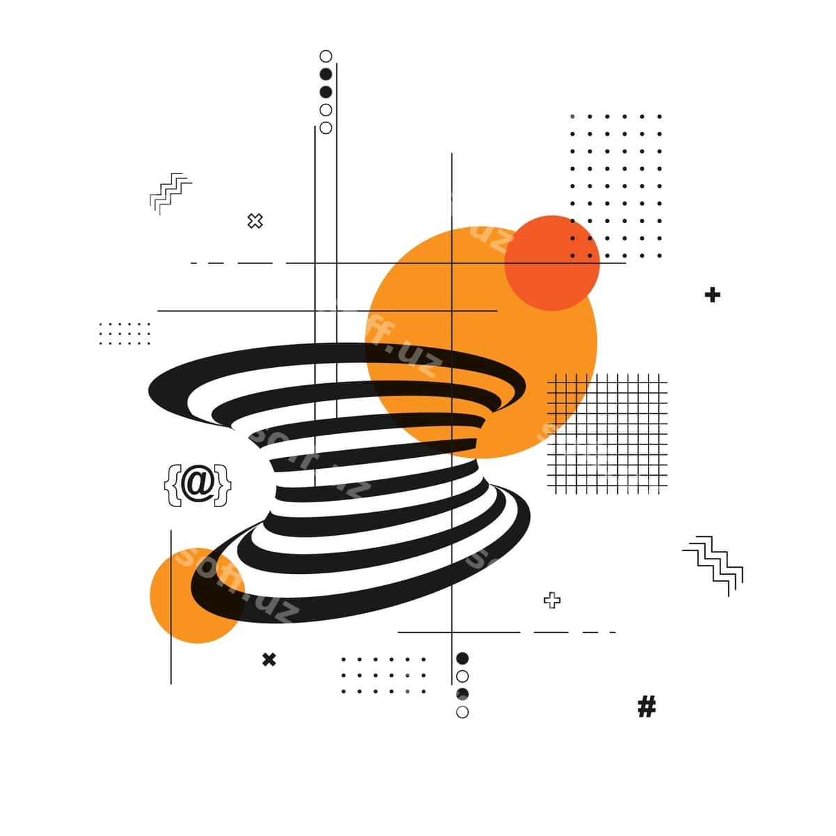 Abstrakt qora chiziqlar apelsin rangli fonda | Abstract black lines orange background 1