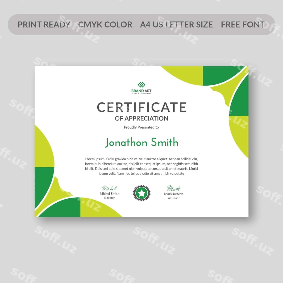Xulosa sertifikat shabloni | Abstract certificate template 1