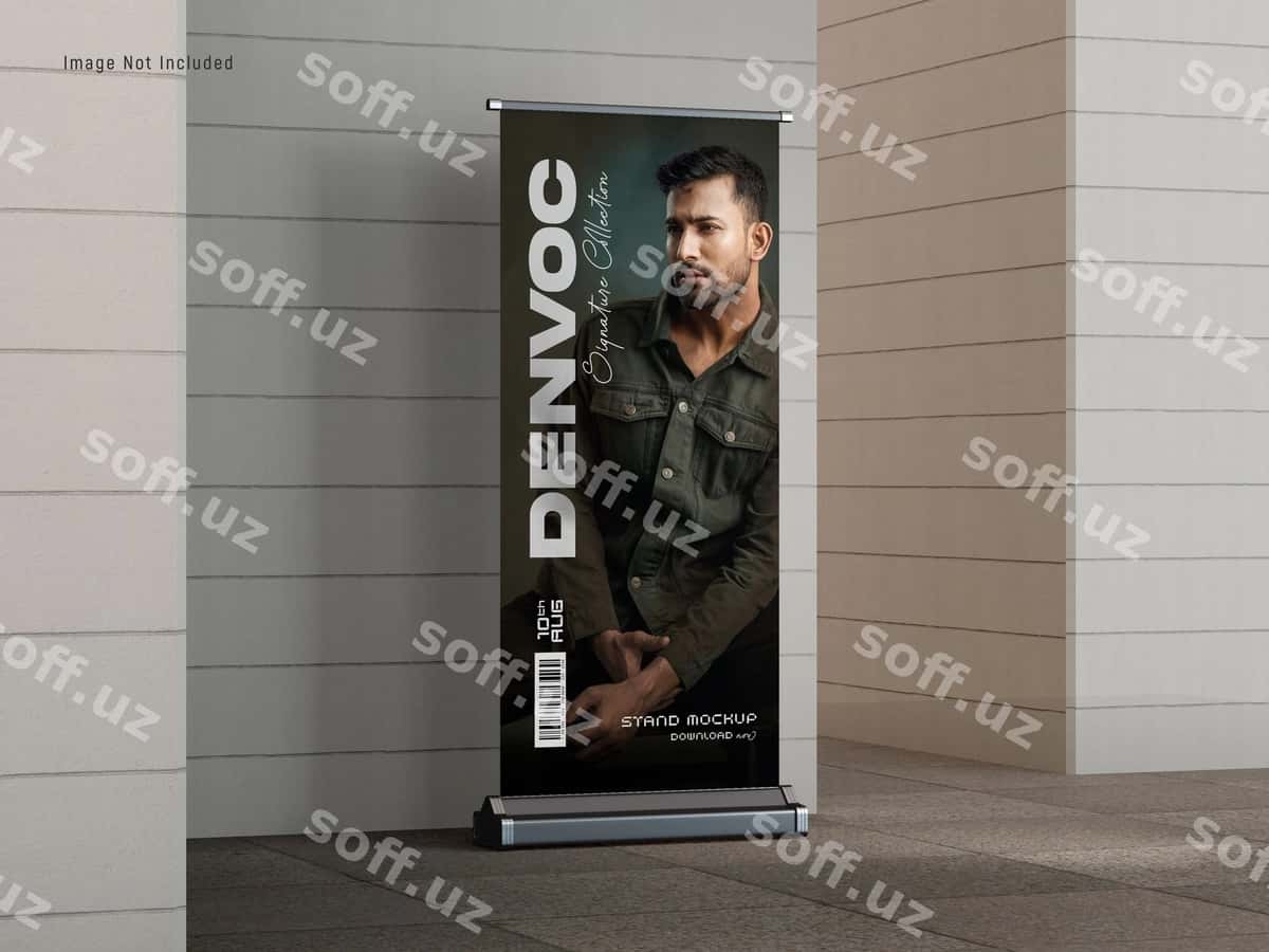 Reklama aylanma stoyoq baner namunasi | Advertising roll up stand banner mockup 1