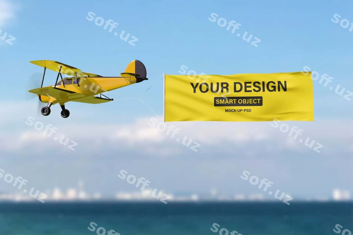 Bannerli samolyotda uchish reklamasi | Airplane flying advertising with banner 1