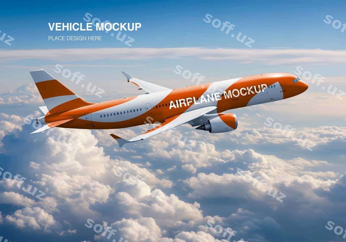Samolyot namuna parvoz bulutlar | Airplane mockup flight clouds 1