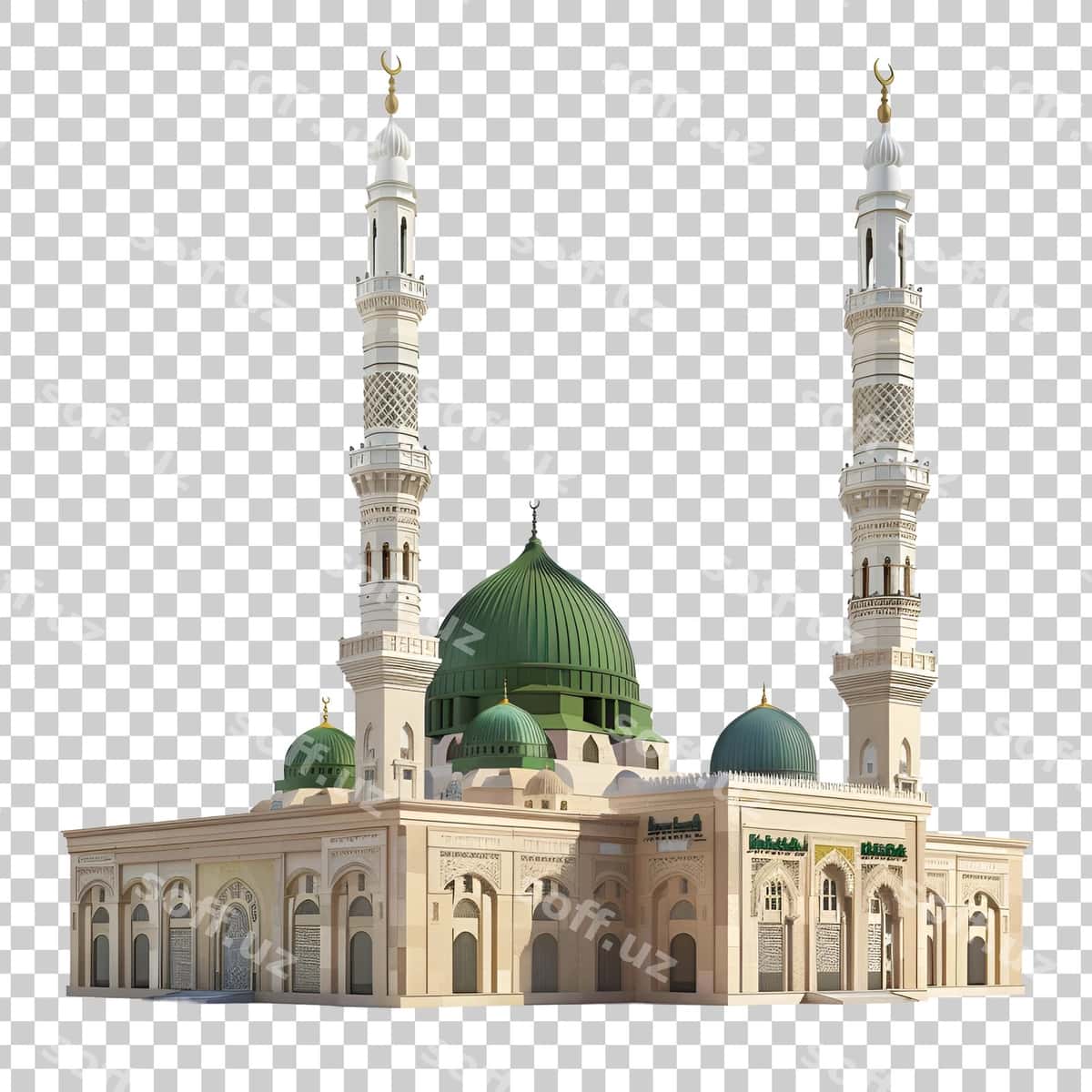 Al-Nabaviy masjid shaffof orqa fonda | Al masjid nabawi transparent background 1