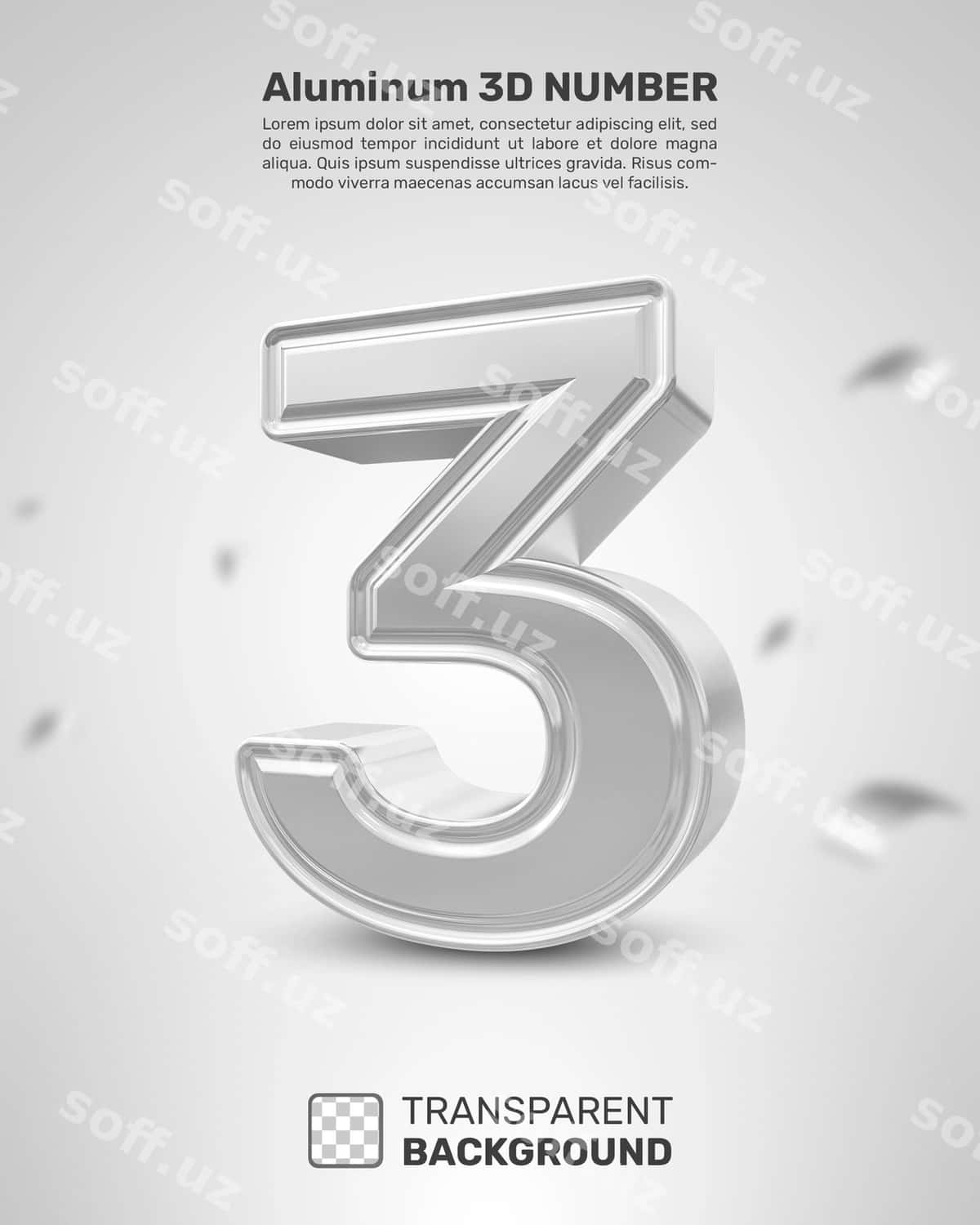 Aluminiy 3d raqam 7 gradientli oq | Aluminum 3d number 7 with gradient white 1