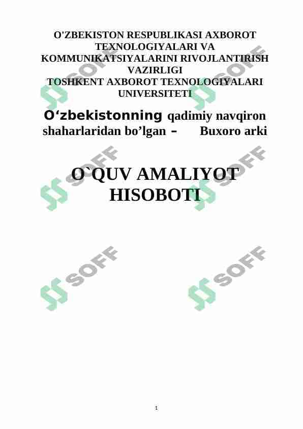 Buxoro arki haqida amaliy hisobot 1