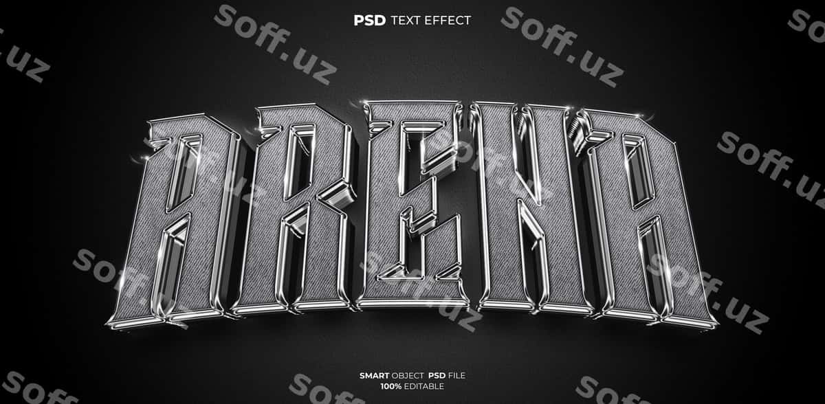 Arena 3-oʻlchovli tahrirlanadigan matn effekti | Arena 3d editable text effect 1