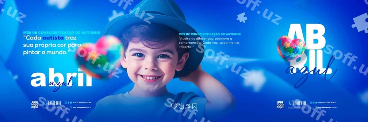 Avtizm haqida bilish oyi banneri | Autism awareness month banner 1