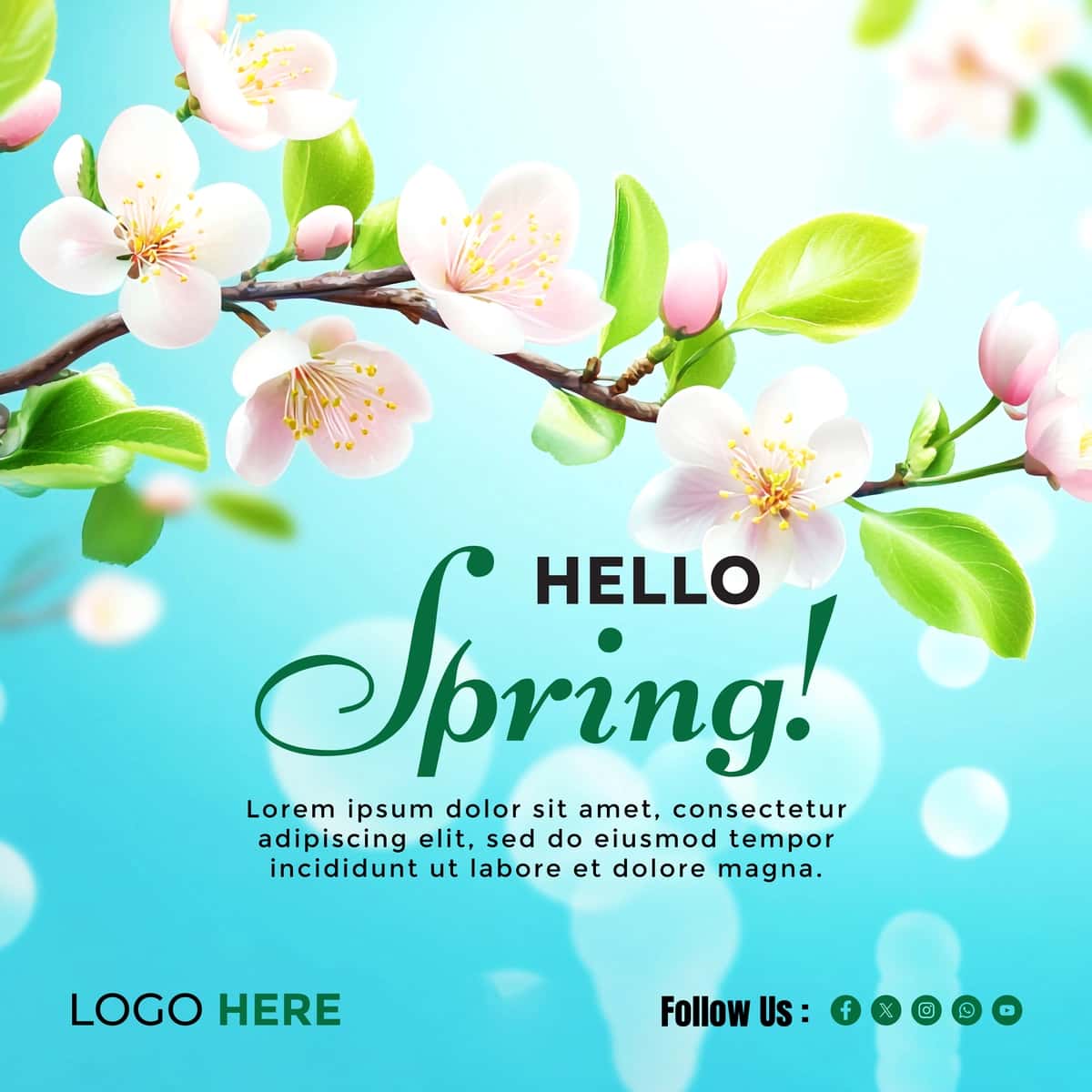 Bahor kuni ijtimoiy media posteri nusxa ko'chirish maydoni banner foni | Spring day social media poster copy space banner background 1