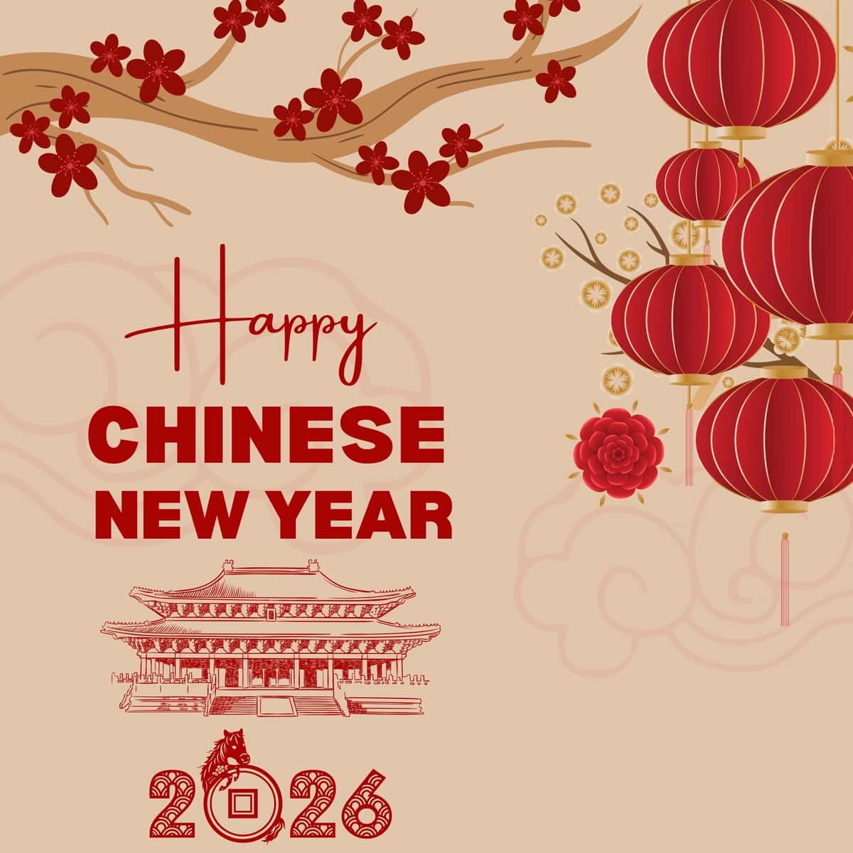 Psd xitoylik yangi yil shablonini loyihalash ijtimoiy media post shabloni | Psd chinese new year template design social media post template 1
